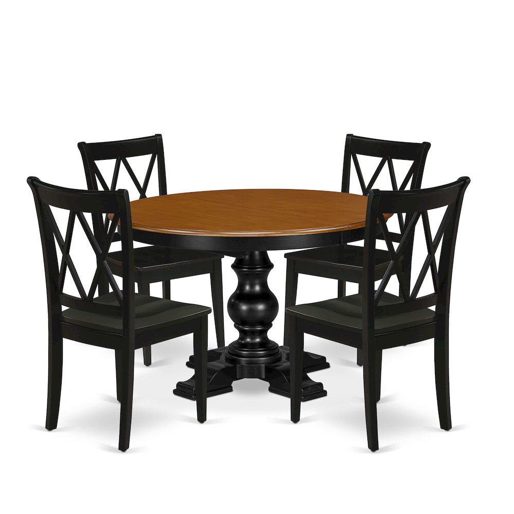 5-Piece Dining Room Set, Black & Cherry