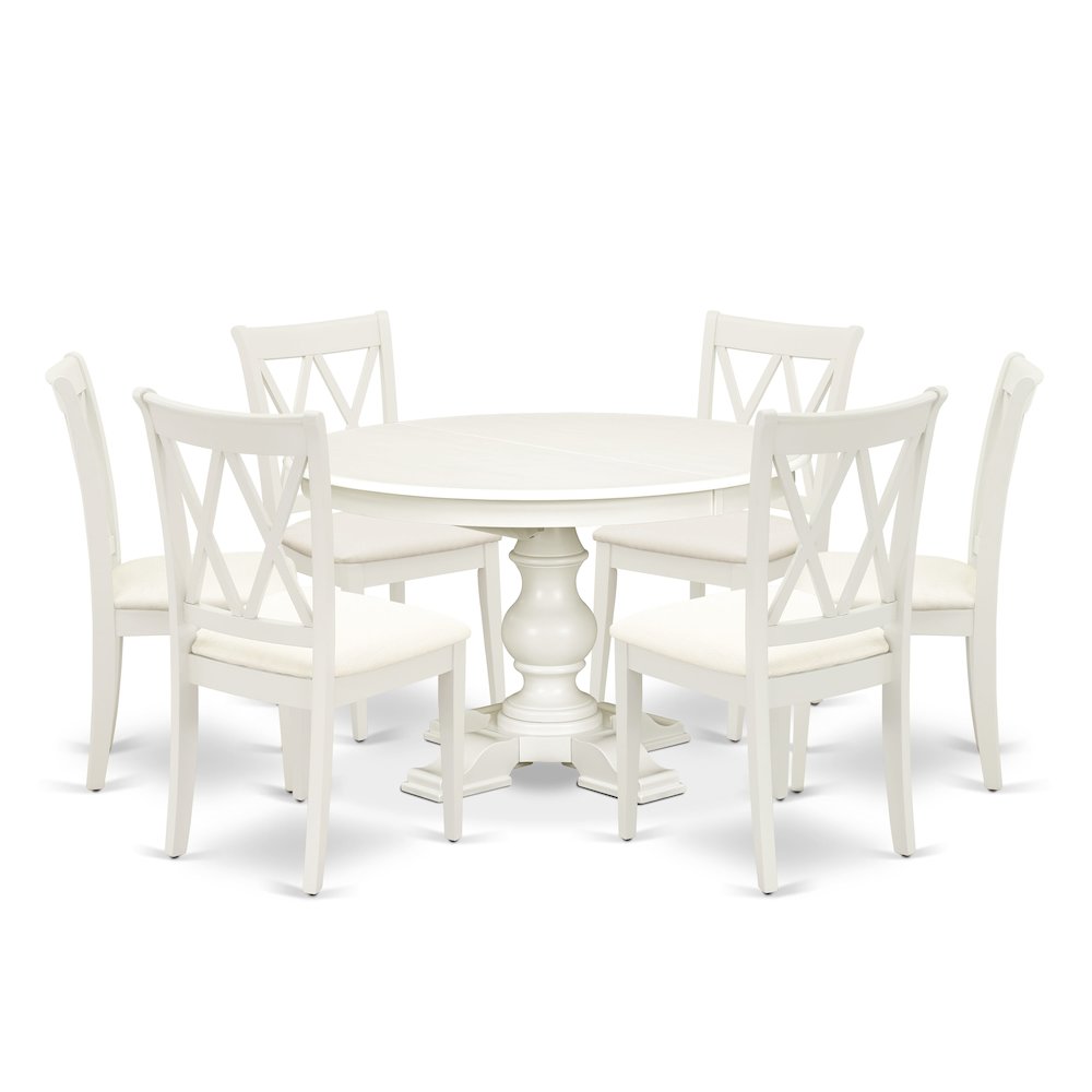7-Piece Kitchen Table Set, Linen White