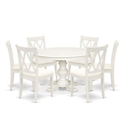 7-Piece Kitchen Table Set, Linen White
