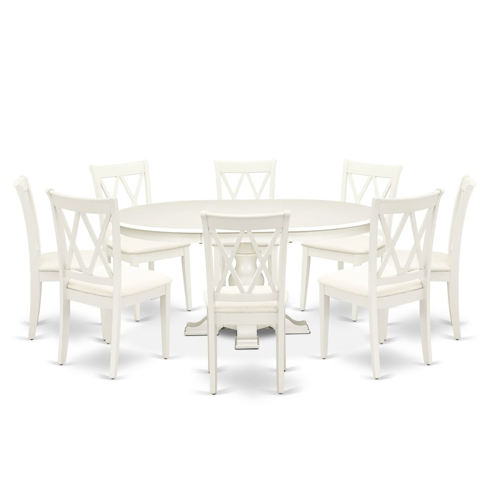 7-Piece Dining Table Set, Linen White