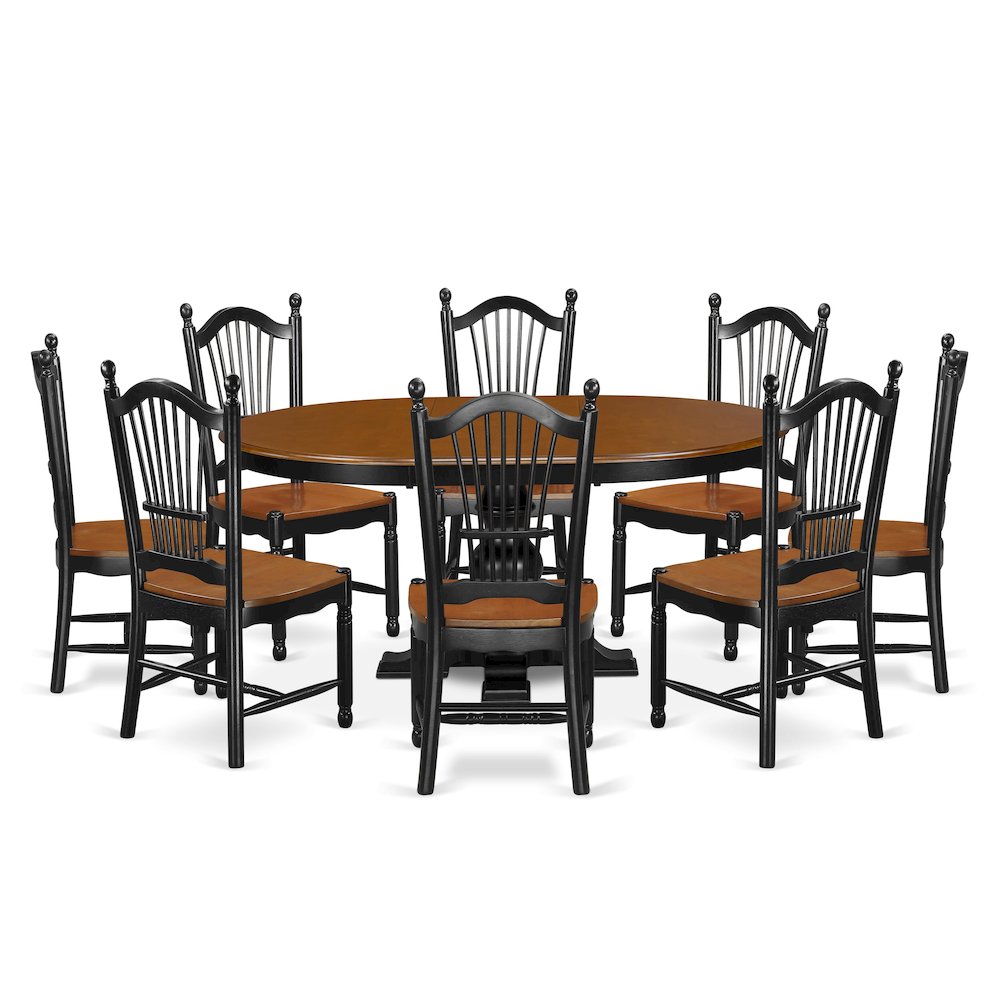 9-Piece Modern Dining Set, Black & Cherry