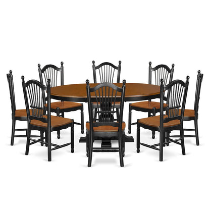 9-Piece Modern Dining Set, Black & Cherry