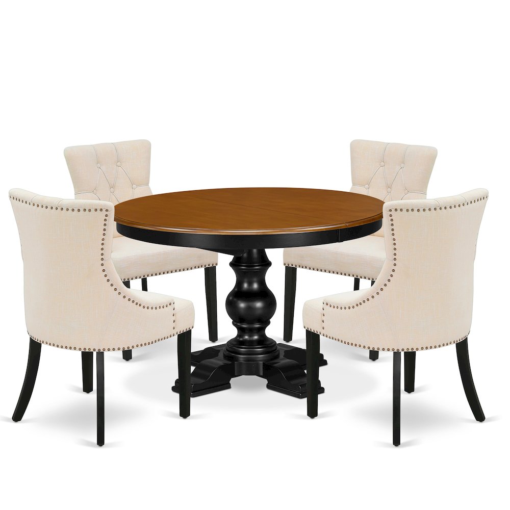 5-Piece Mid-Century Dinner Set, Black & Cherry