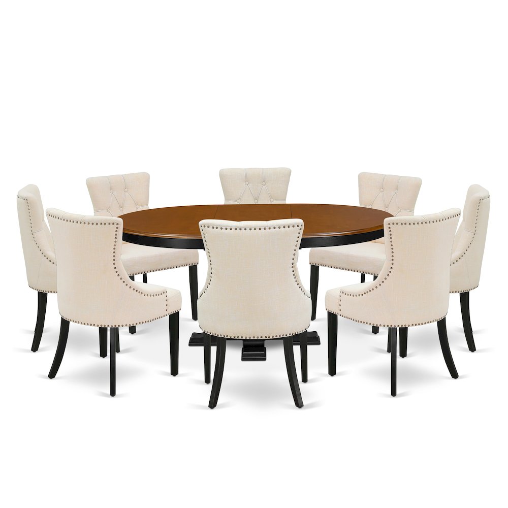 9-Piece Dining Room Set, Black & Cherry