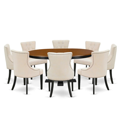 9-Piece Dining Room Set, Black & Cherry
