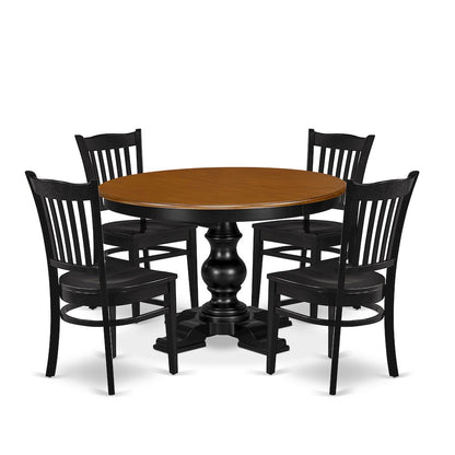 5-Piece Dining Room Set, Black & Cherry