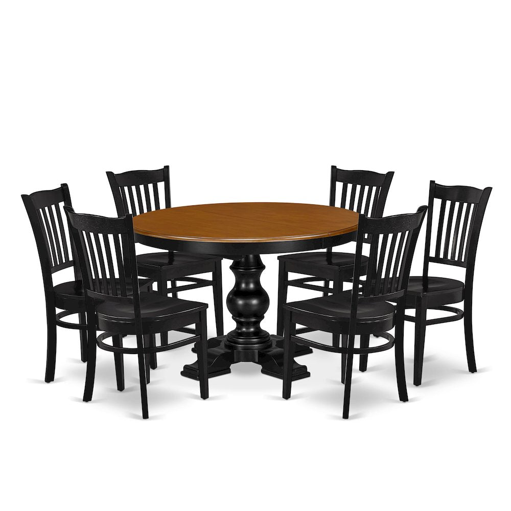 9-Piece Modern Dining Set, Black & Cherry