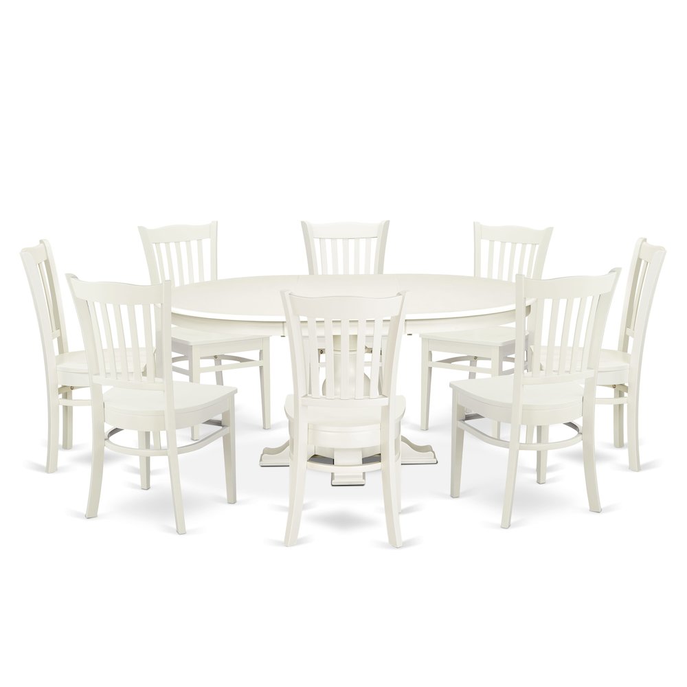 9-Piece Kitchen Dining Table Set, Linen White