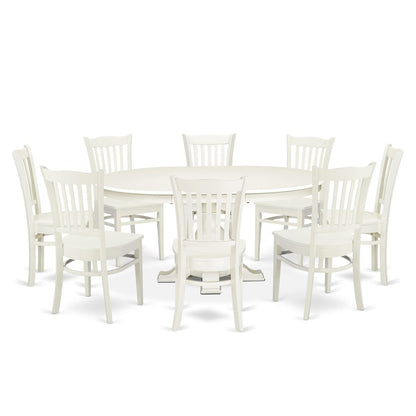 9-Piece Kitchen Dining Table Set, Linen White