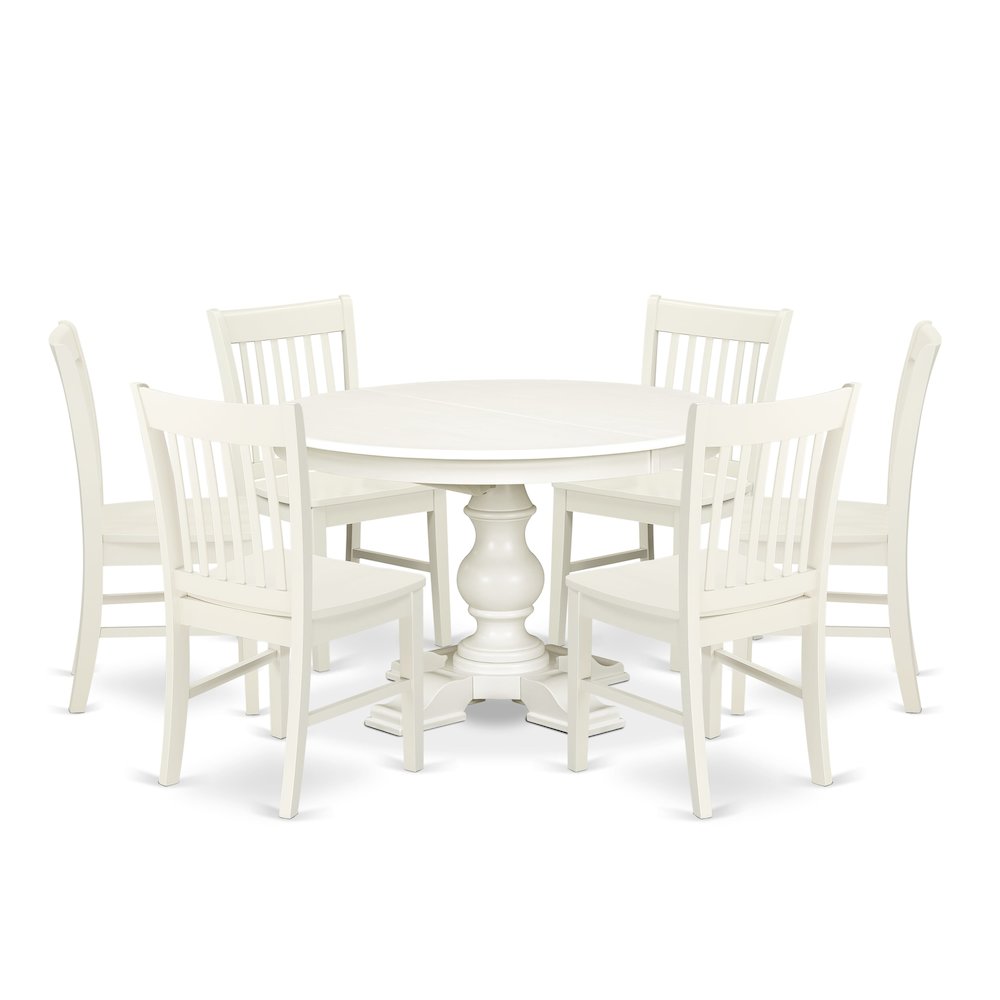 5-Piece Dining Room Table Set, Linen White