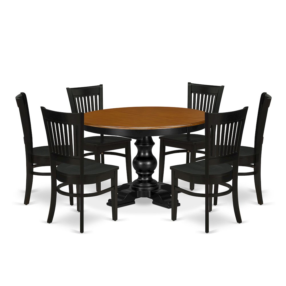 5-Piece Mid-Century Dining Set, Black & Cherry