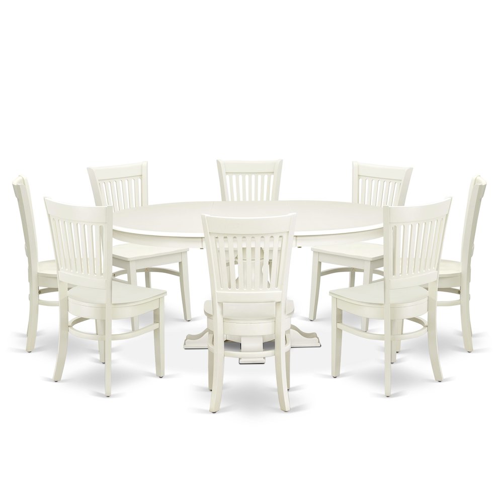 9-Piece Kitchen Dining Table Set, Linen White