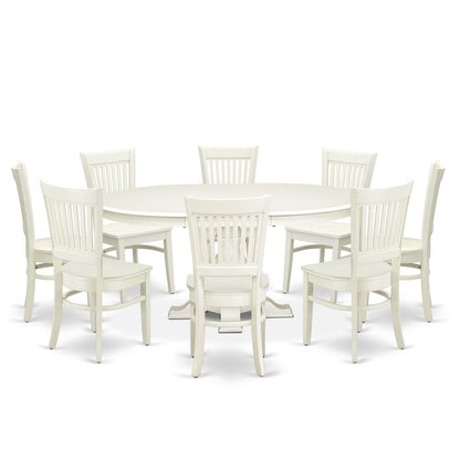 9-Piece Kitchen Dining Table Set, Linen White