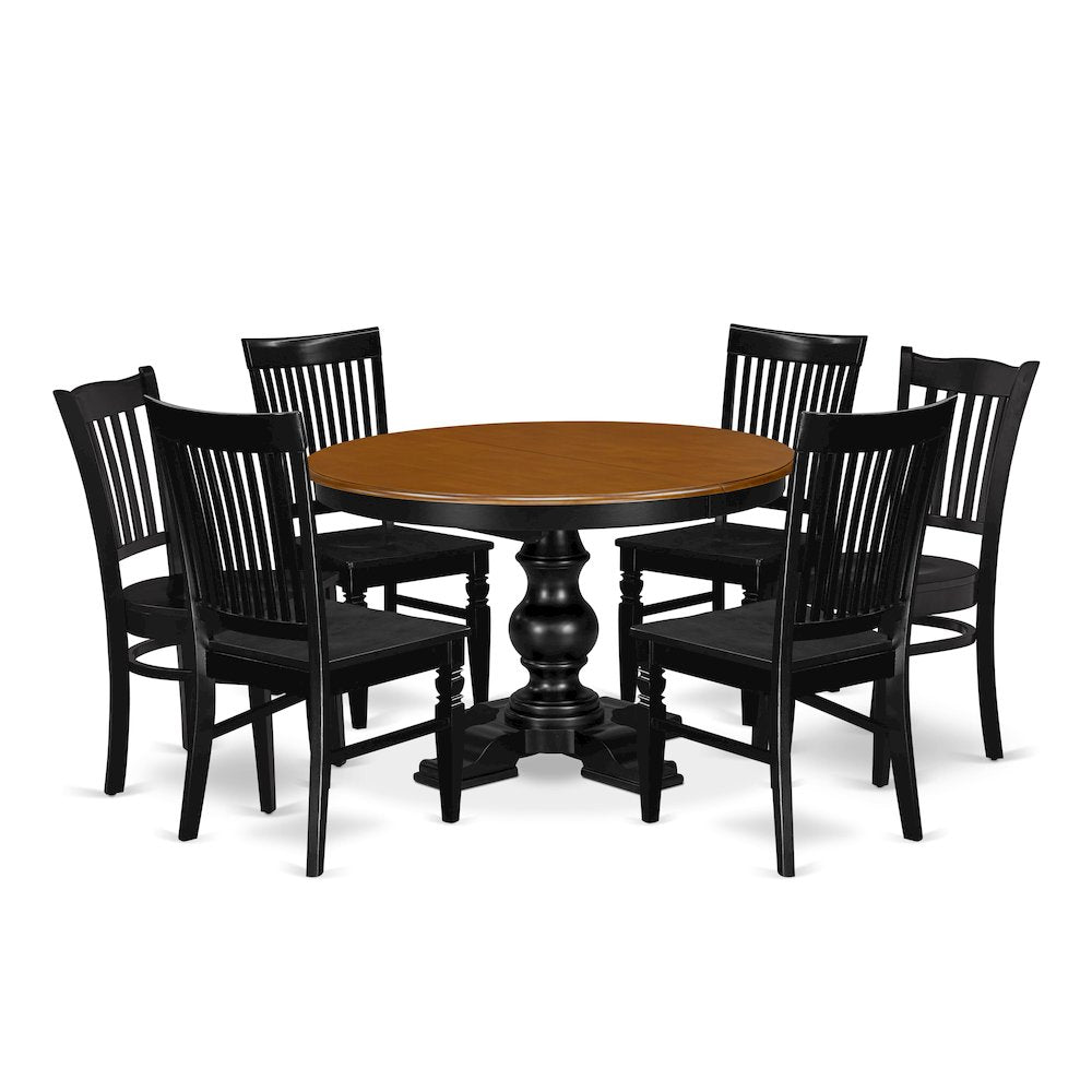 7-Piece Dining Room Set, Black & Cherry