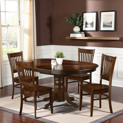 Solid Wood 5 Pc Dining Table Set with 4 Chairs, Brown Kitchen Seating