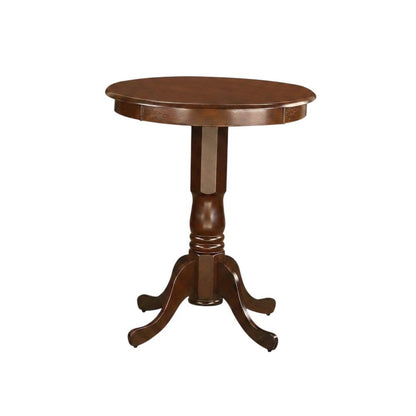 Round Wood Counter Height Pub Table with Pedestal Base, Bar Height, Mahogany