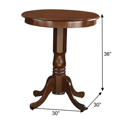 Round Wood Counter Height Pub Table with Pedestal Base, Bar Height, Mahogany