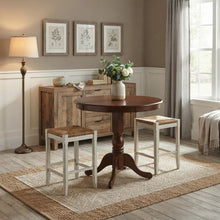 Round Wood Counter Height Pub Table with Pedestal Base, Bar Height, Mahogany