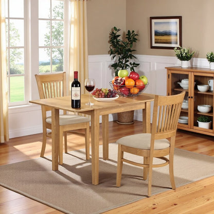 Solid Wood Drop Leaf Kitchen Table and Chairs for Small Dining Spaces