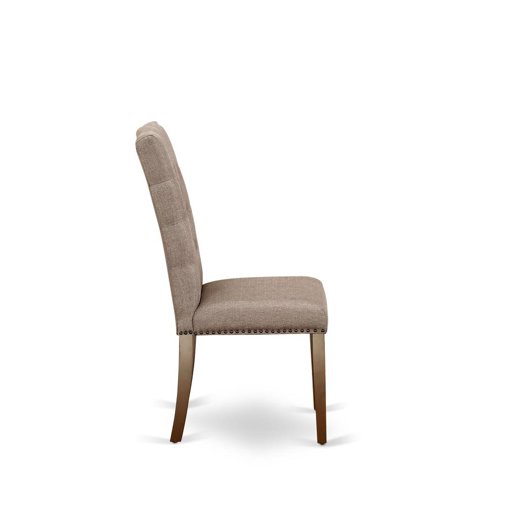 AMEL3-MAH-16 3 Piece Dining Table Set - 1 Dinner Table and 2 Dark Khaki Upholstered Chairs - Mahogany Finish