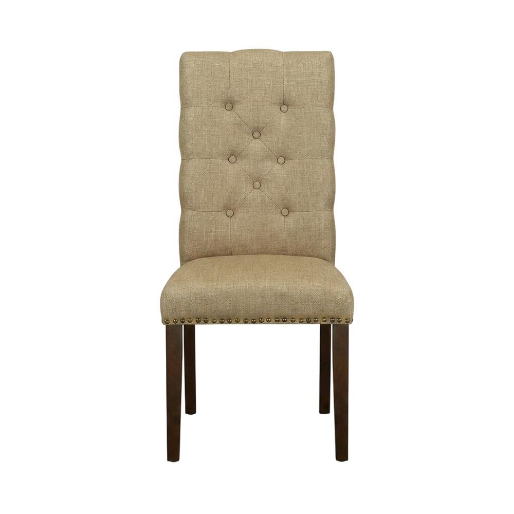 Fabric-Upholstered Parsons Dining Chair with Mahogany Legs for Dining Room, Set of 2