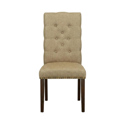 Fabric-Upholstered Parsons Dining Chair with Mahogany Legs for Dining Room, Set of 2