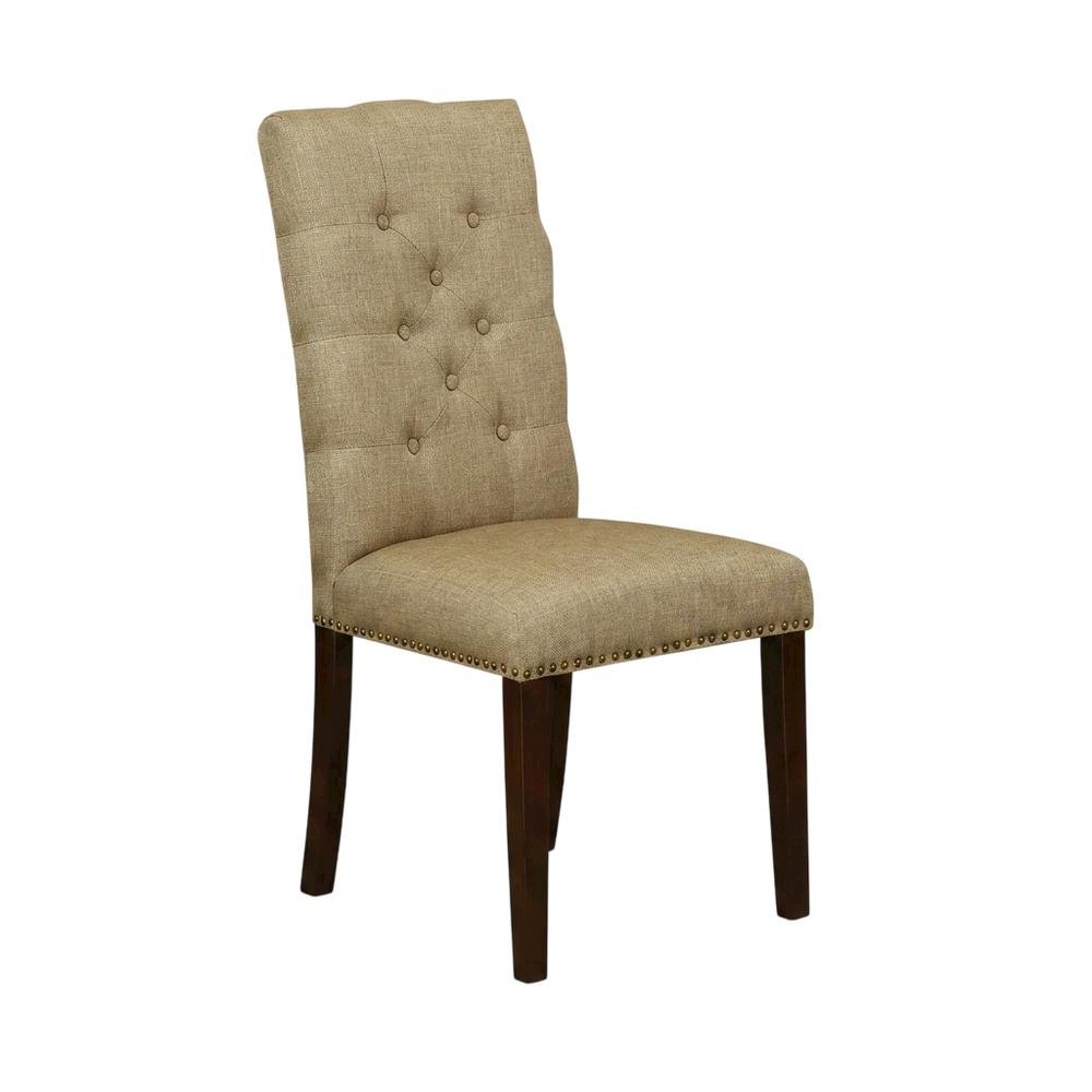 Fabric-Upholstered Parsons Dining Chair with Mahogany Legs for Dining Room, Set of 2