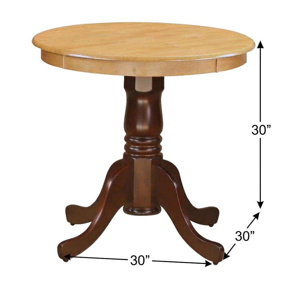 Round Wood Dining Table with Pedestal Base, Small Kitchen Table