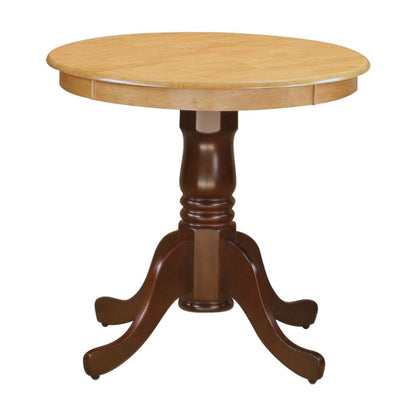 Round Wood Dining Table with Pedestal Base, Small Kitchen Table