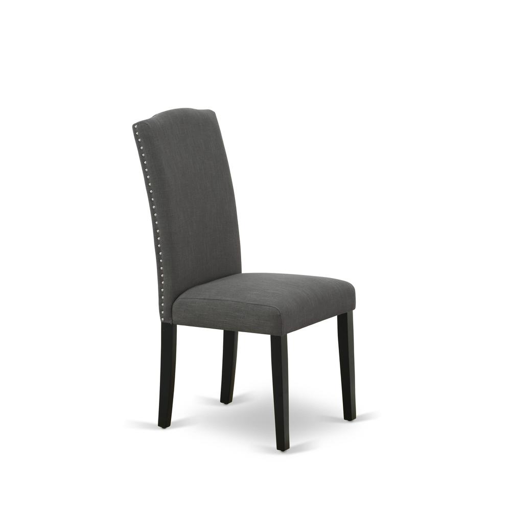7-pc dining table set with Chair’s Legs and Dark Gotham Gray Linen Fabric