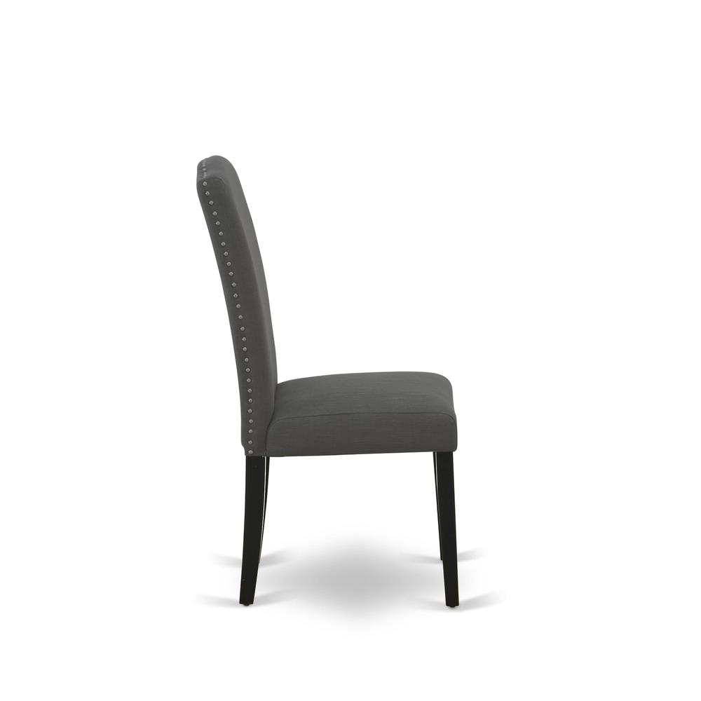 7-pc dining table set with Chair’s Legs and Dark Gotham Gray Linen Fabric