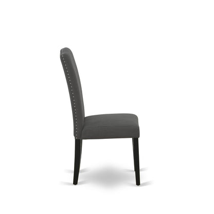 7-pc dining table set with Chair’s Legs and Dark Gotham Gray Linen Fabric