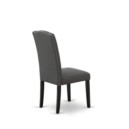 7-pc dining table set with Chair’s Legs and Dark Gotham Gray Linen Fabric