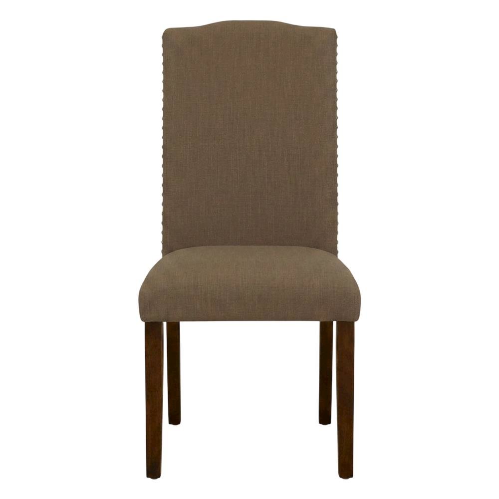 Upholstered Parsons Dining Chair with Wood Frame for Dining Room, Mahogany, Set of 2