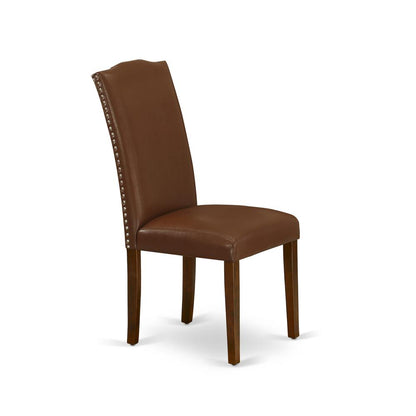 AMEN3-MAH-66 3 Piece DINETTE SET - 1 Wooden Dining Table and 2 Brown Upholstered Chairs - Mahogany Finish