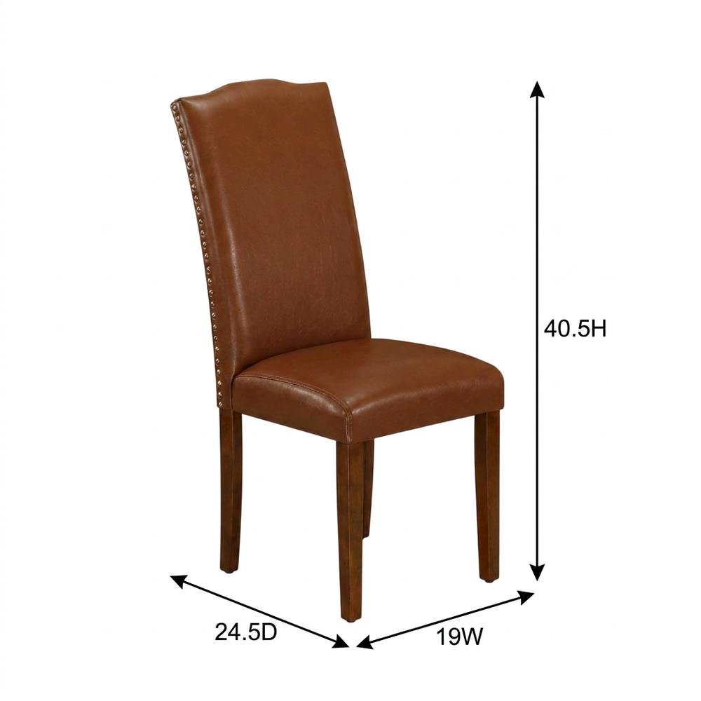 Upholstered Parsons Dining Chair with High Back, Mahogany, Set of 2