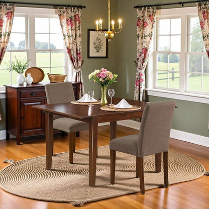 Solid Wood Drop Leaf Dining Table and Chairs for Small Spaces, Brown