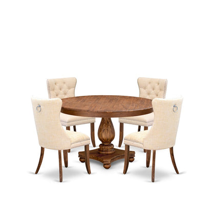 5-Piece Kitchen Table Set In Light Beige Color