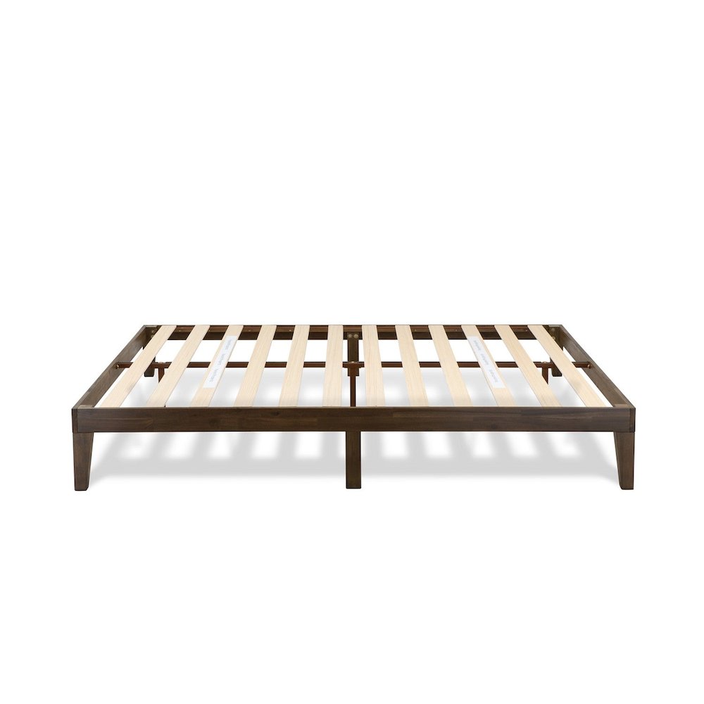 Queen Platform Bed Frame with 4 Legs and 2 Extra Center Legs - Walnut Finish