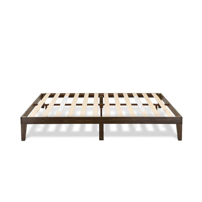 Queen Platform Bed Frame with 4 Legs and 2 Extra Center Legs - Walnut Finish
