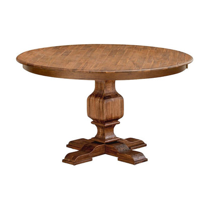 Solid Wood Round Dining Table with Modern Farmhouse Pedestal Base