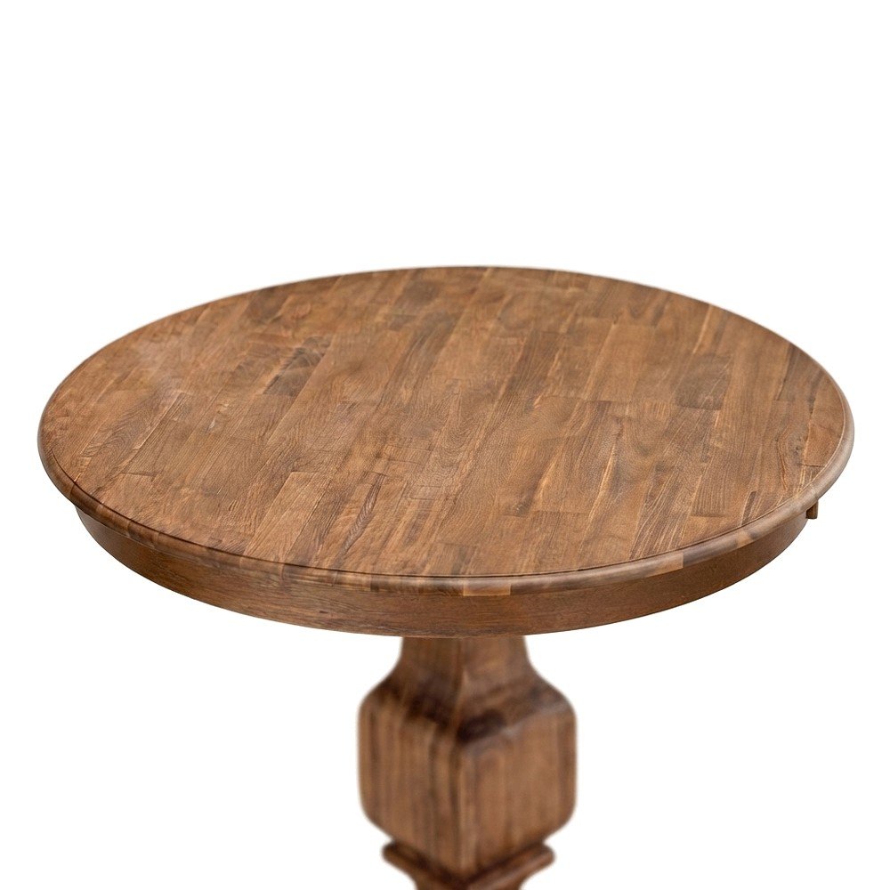 Solid Wood Round Dining Table with Modern Farmhouse Pedestal Base