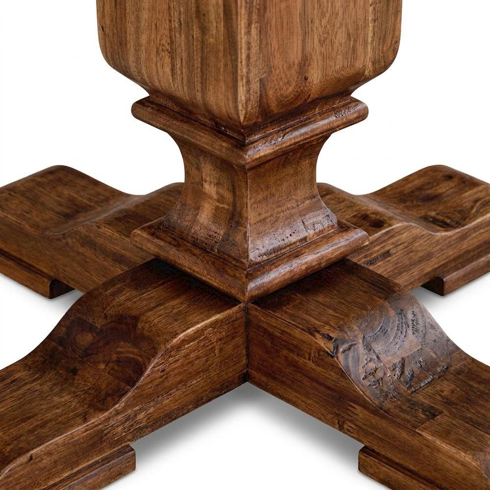 Solid Wood Round Dining Table with Modern Farmhouse Pedestal Base