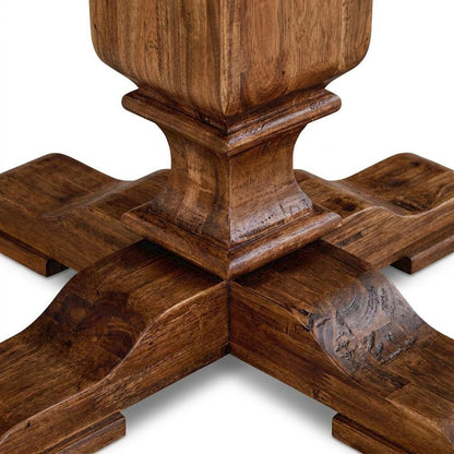 Solid Wood Round Dining Table with Modern Farmhouse Pedestal Base