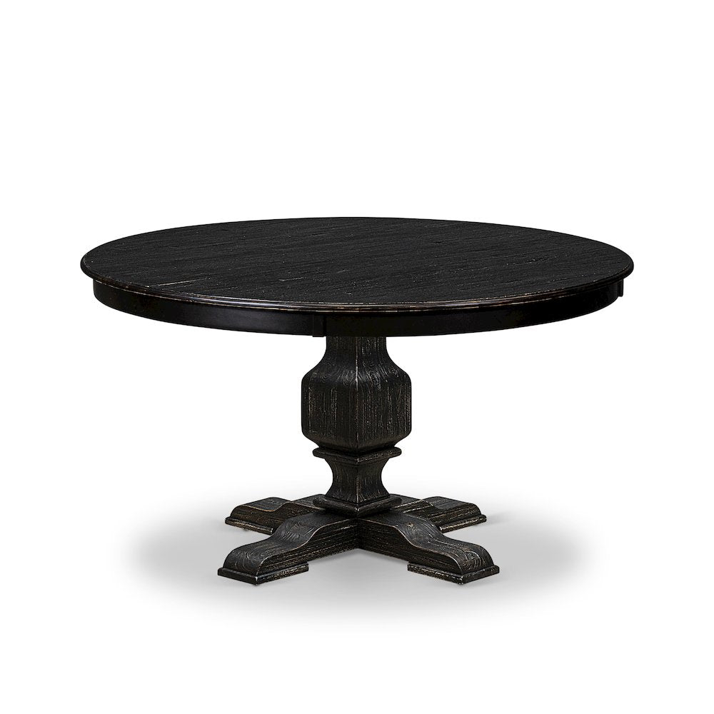 5 Piece Dining Room Set Consists Of 54" Round Table In Black Color