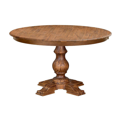 Solid Wood Round Dining Table with Mid-Century Modern Pedestal