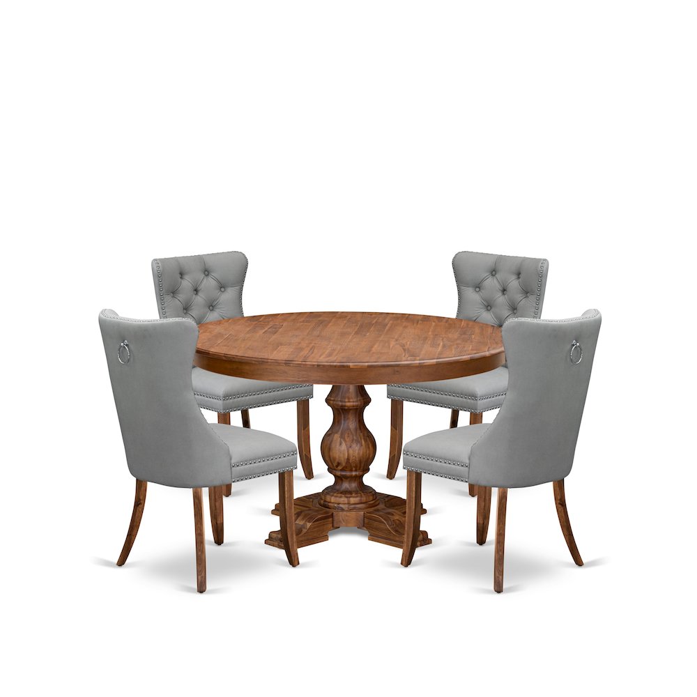 5-Pc Kitchen Dining Table Set Contain A Kitchen Table And 4 Light Gray Chairs