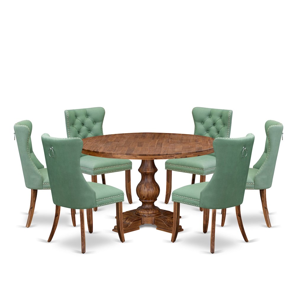 7-Piece Dining Table Set Include A Dining Table And 6 Willow Green Dining Chairs