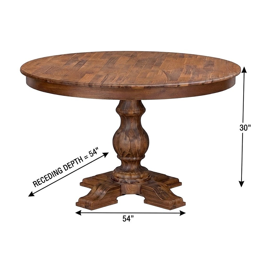 Round Solid Wood Pedestal Kitchen Table with 5 Piece Set, Light Tan