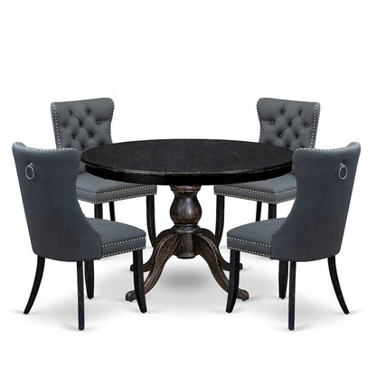 5-Piece Dining Table Set In Platinum Gray Color